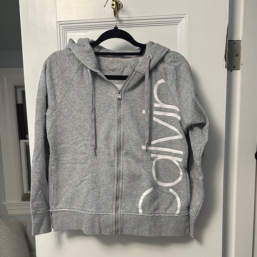 Calvin Klein Light Gray Zip-Up Hoodie